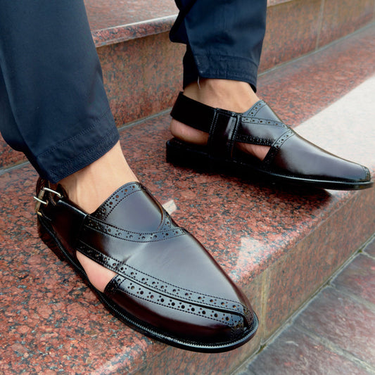 Handmade Chocolate Brown Leather Pehsawari Sandal : Comfortable Men's Footwear